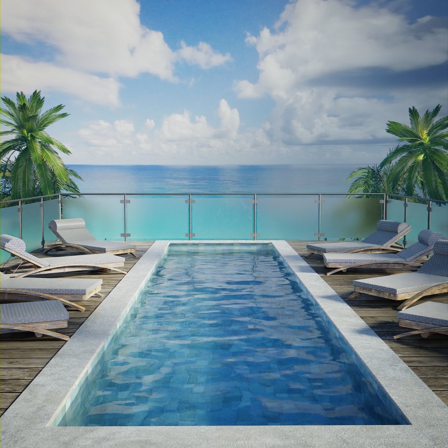 Sea View Low-poly 3D model_1