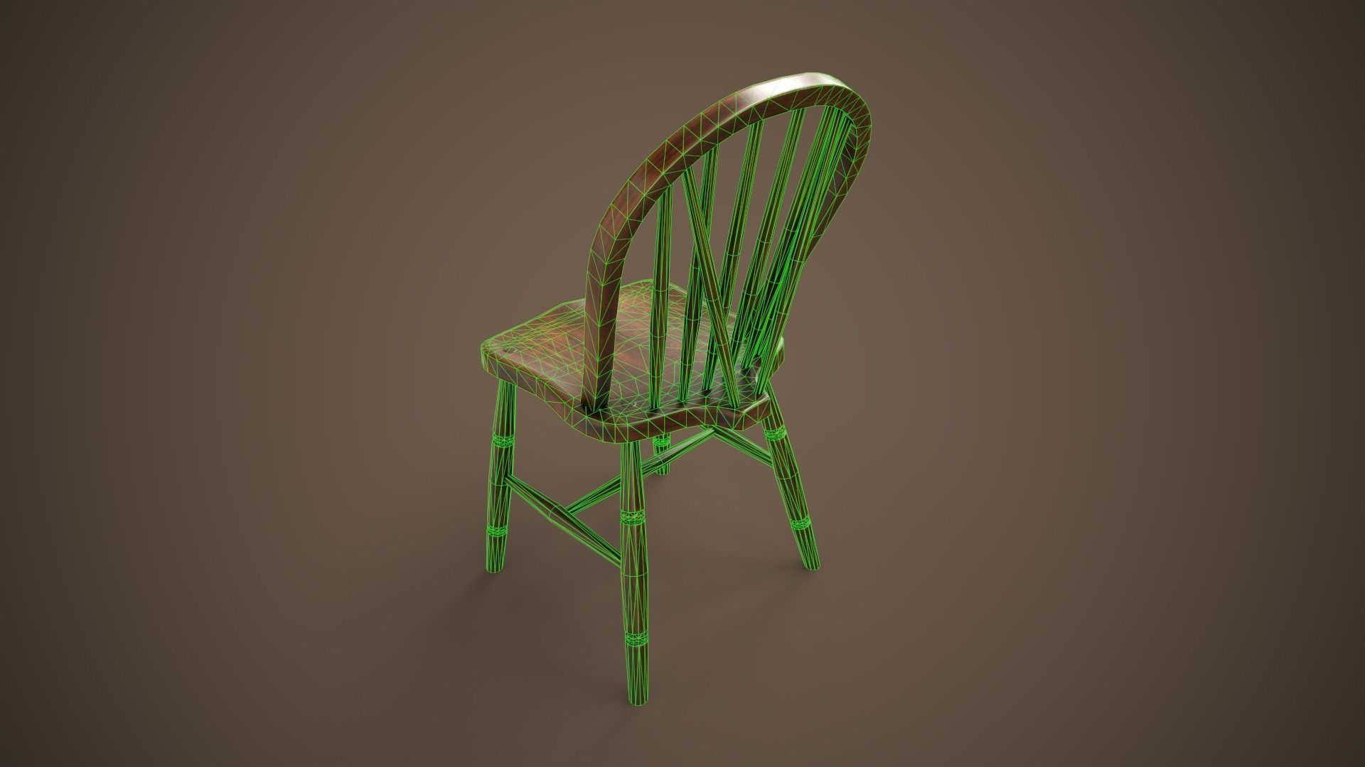 Vintage furniture table chair and stool Low-poly 3D model_9