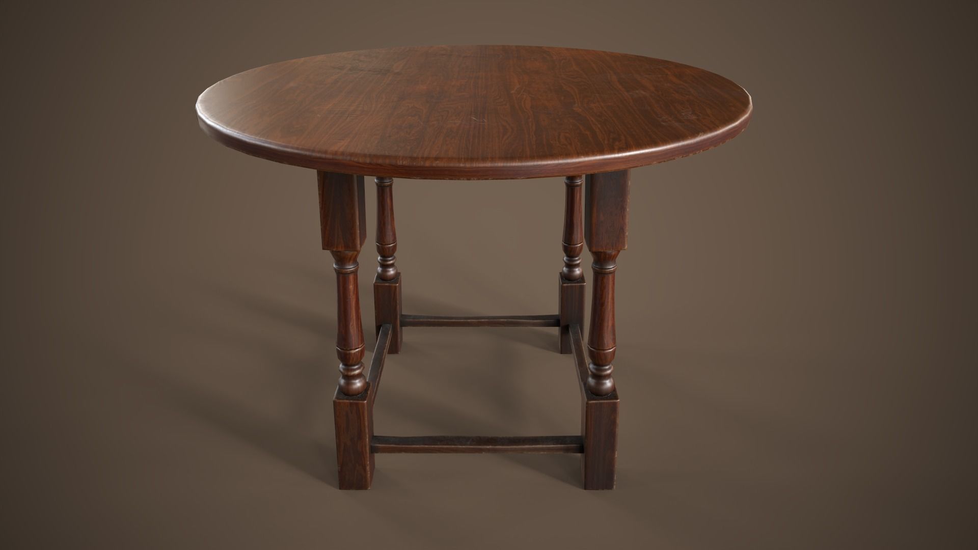 Vintage furniture table chair and stool Low-poly 3D model_19