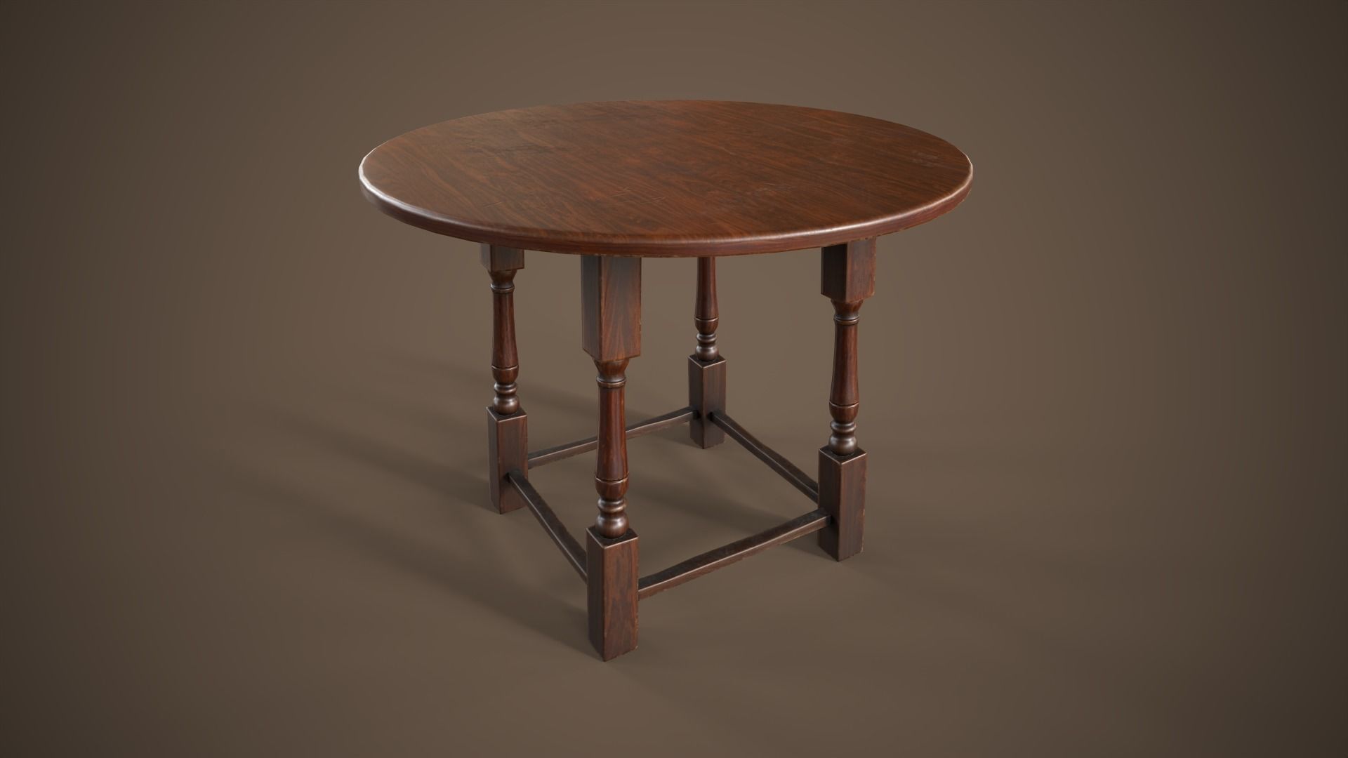 Vintage furniture table chair and stool Low-poly 3D model_18