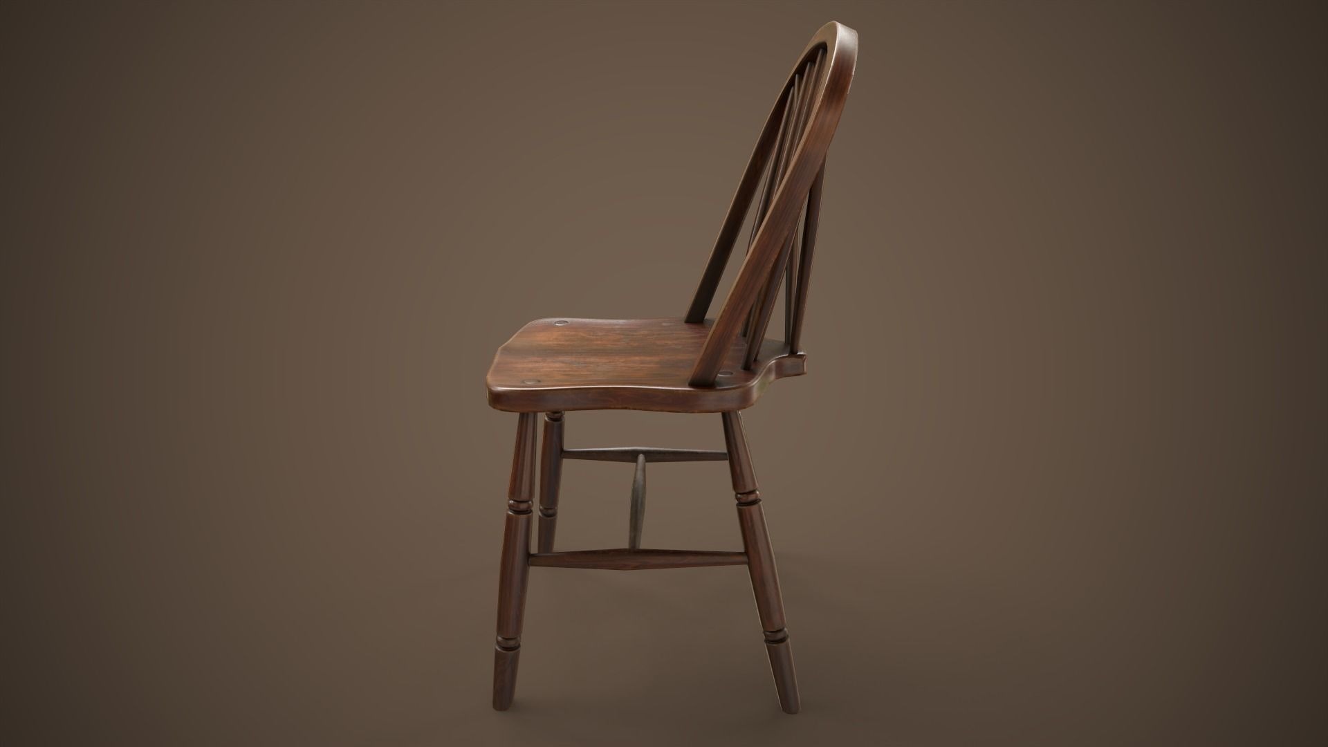 Vintage furniture table chair and stool Low-poly 3D model_7