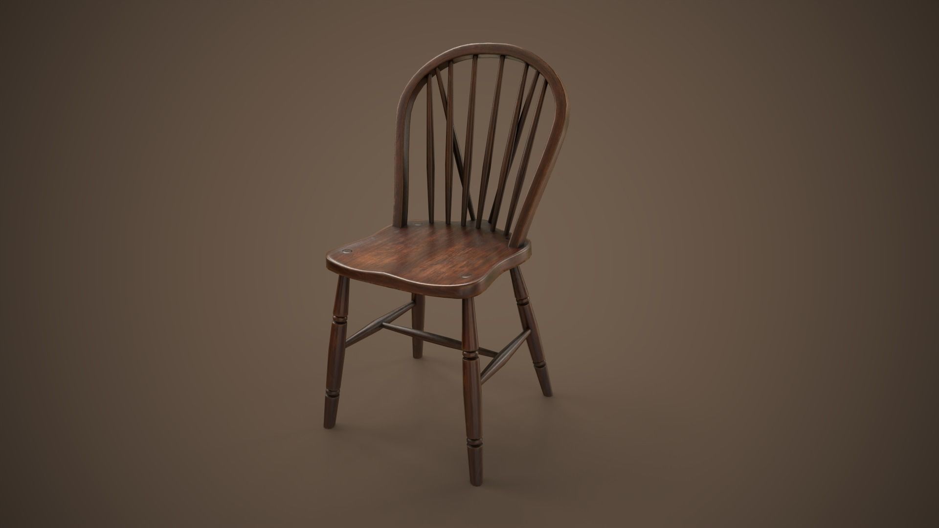 Vintage furniture table chair and stool Low-poly 3D model_3