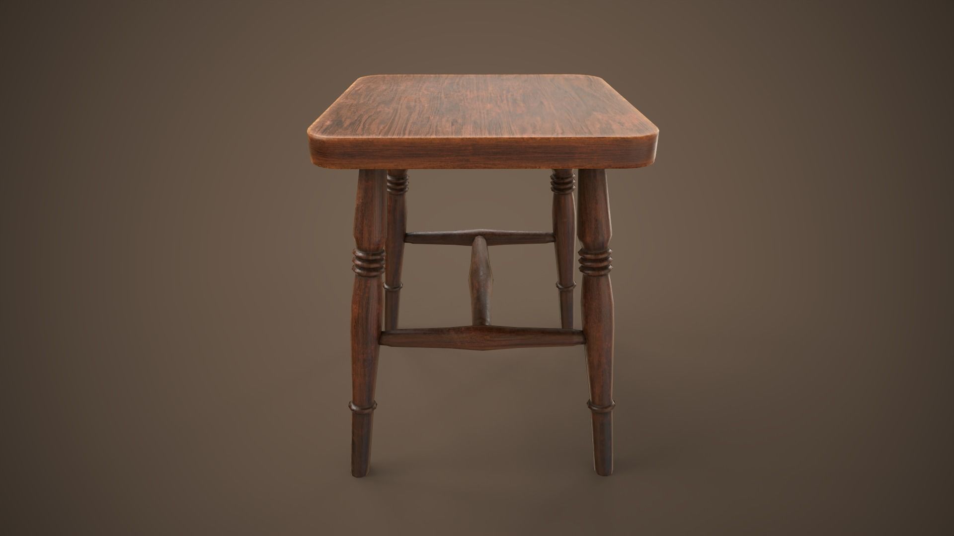 Vintage furniture table chair and stool Low-poly 3D model_12