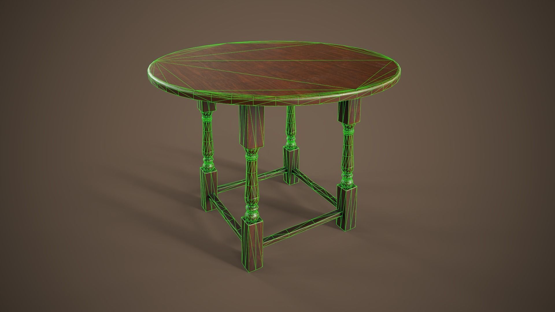 Vintage furniture table chair and stool Low-poly 3D model_20