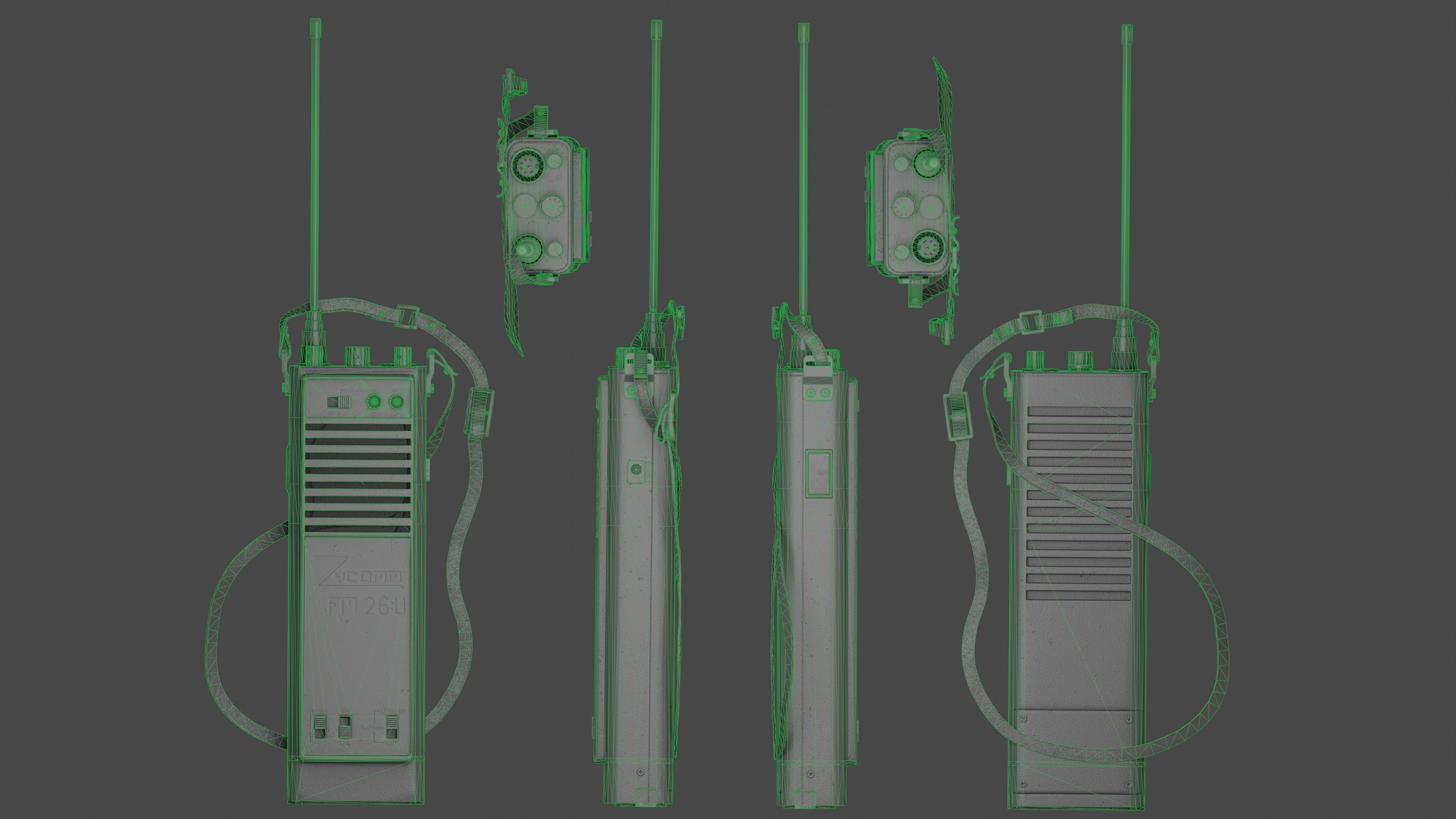 Vintage radio Game ready PBR Low-poly 3D model_9