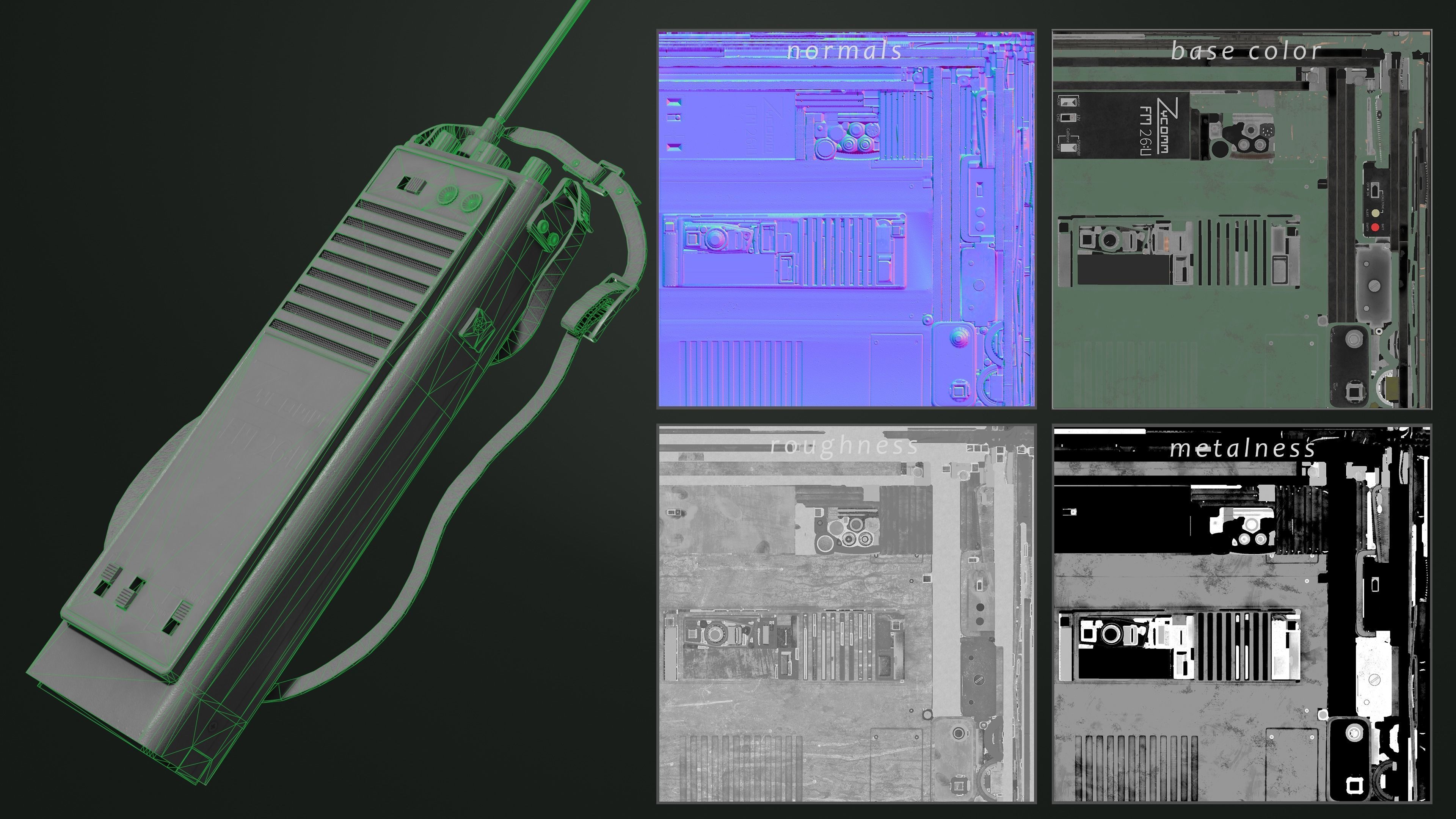 Vintage radio Game ready PBR Low-poly 3D model_7