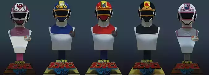 Dengeki Sentai Changeman Busts - 5 Characters  - 3D Printable 3D print model