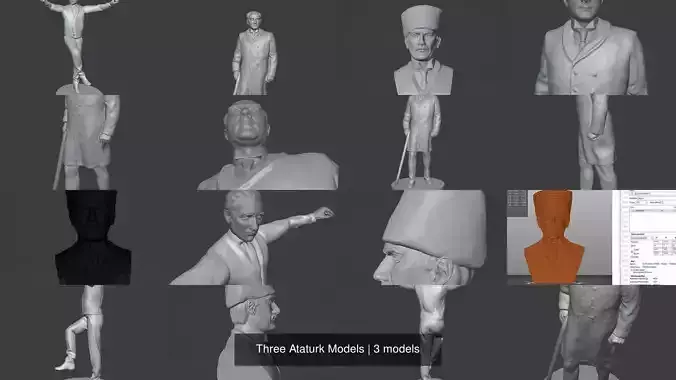 Three Ataturk Models 3D Model Collection