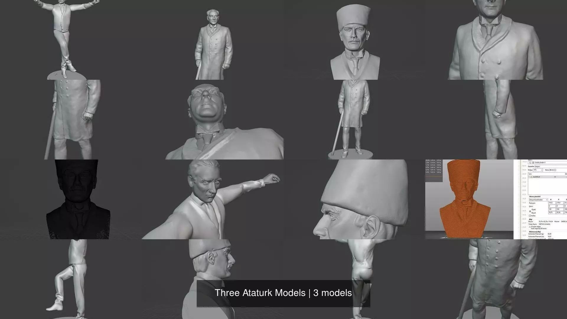 Three Ataturk Models 3D Model Collection_0