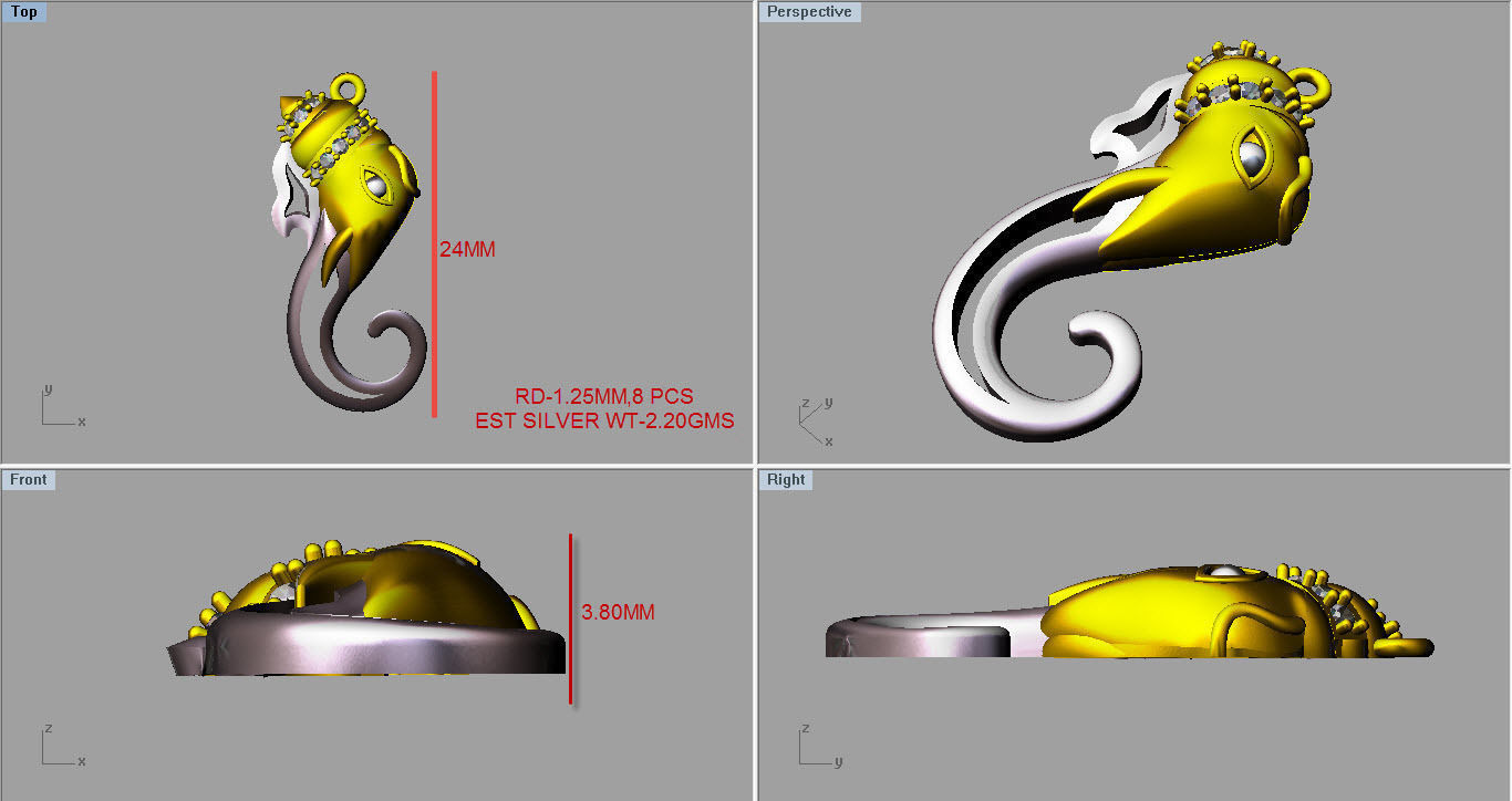 ganesha pendant 3D print model_7