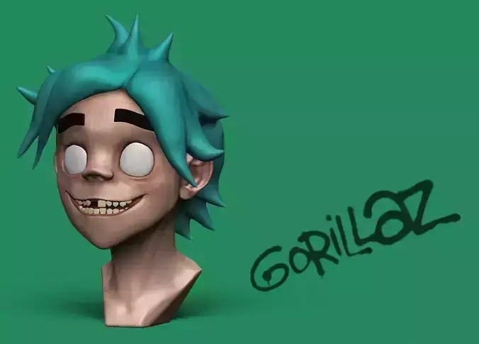Stylized head of Gorillaz 3D model