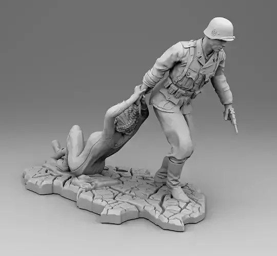 The officer drags the girl 3D print model