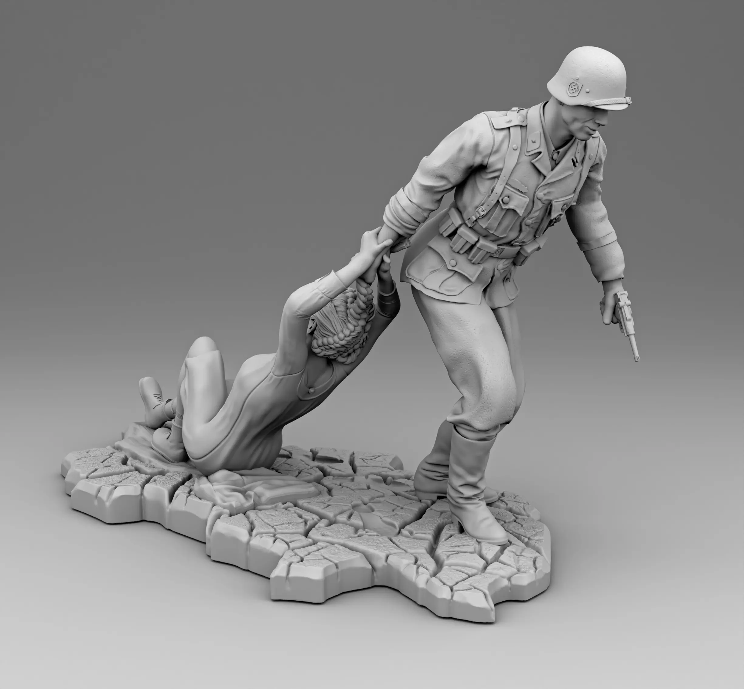 The officer drags the girl 3D print model_0