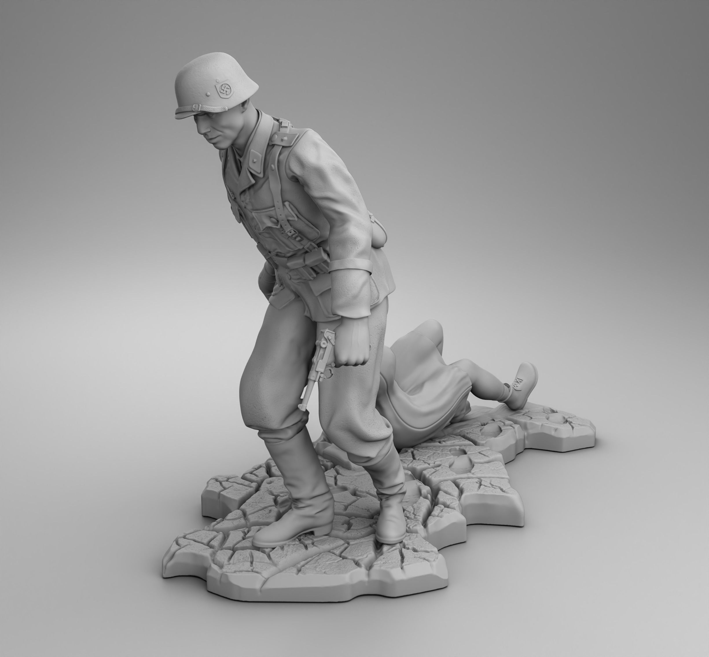The officer drags the girl 3D print model_1