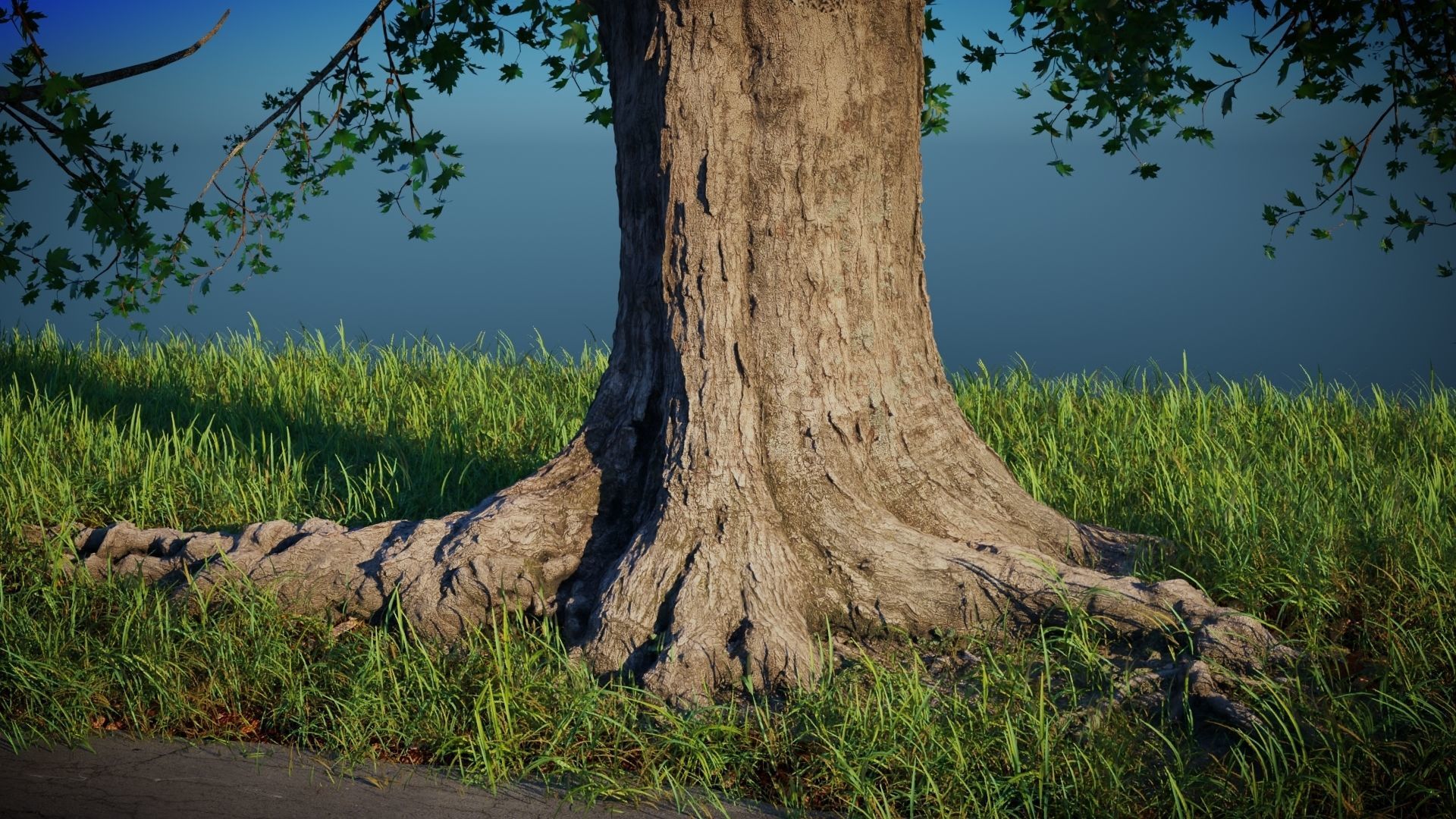 Tree on the Road - Complete tree package with particles 3D model_1