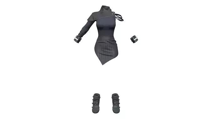 Cyberpunk Futuristic Modern Mini Dress Outfit