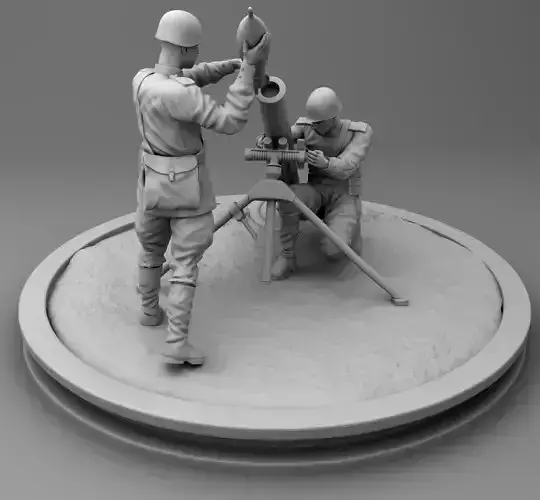 Minetman two soldiers holding missile 3D print model