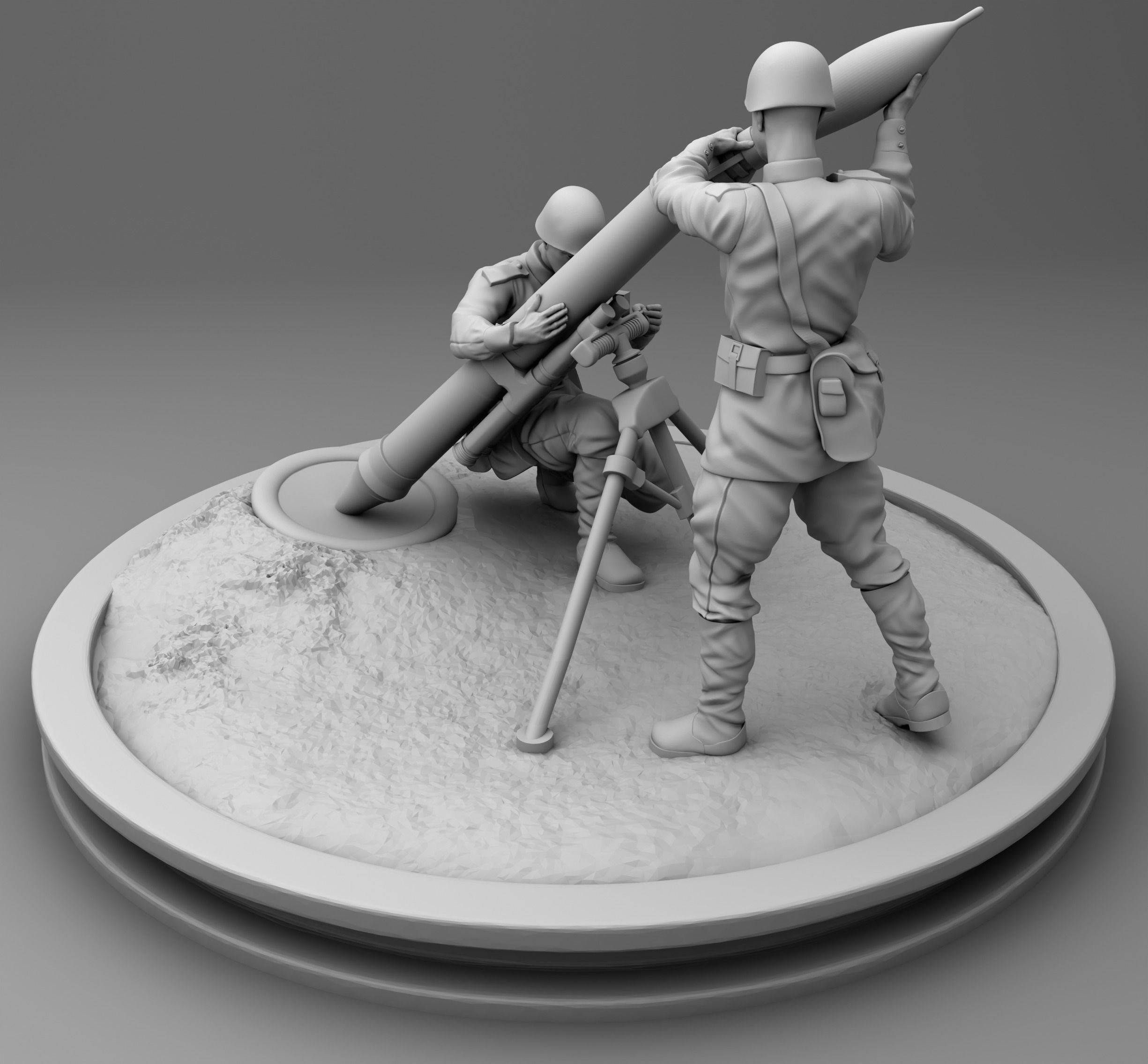 Minetman two soldiers holding missile 3D print model_1