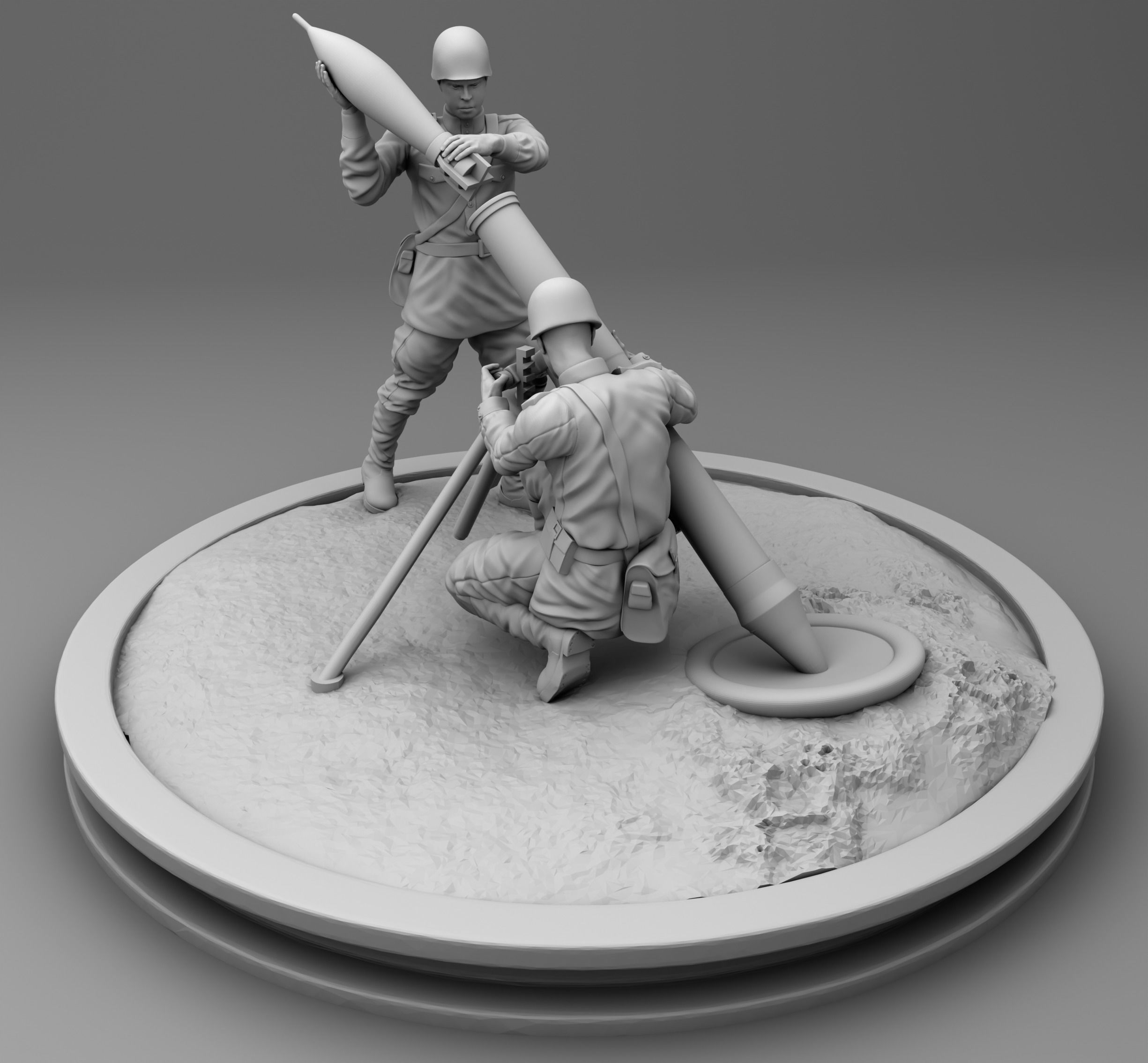 Minetman two soldiers holding missile 3D print model_2