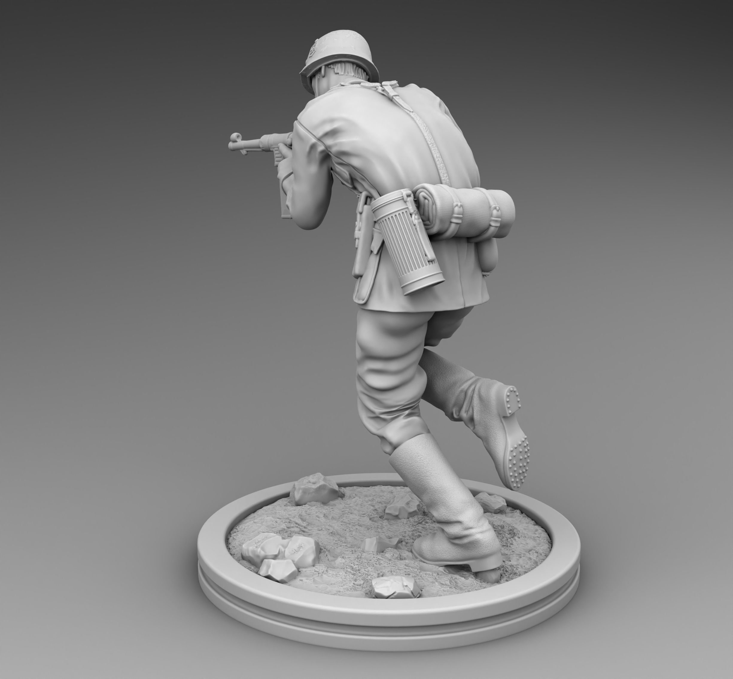 Shooting german soldier 3D print model_1