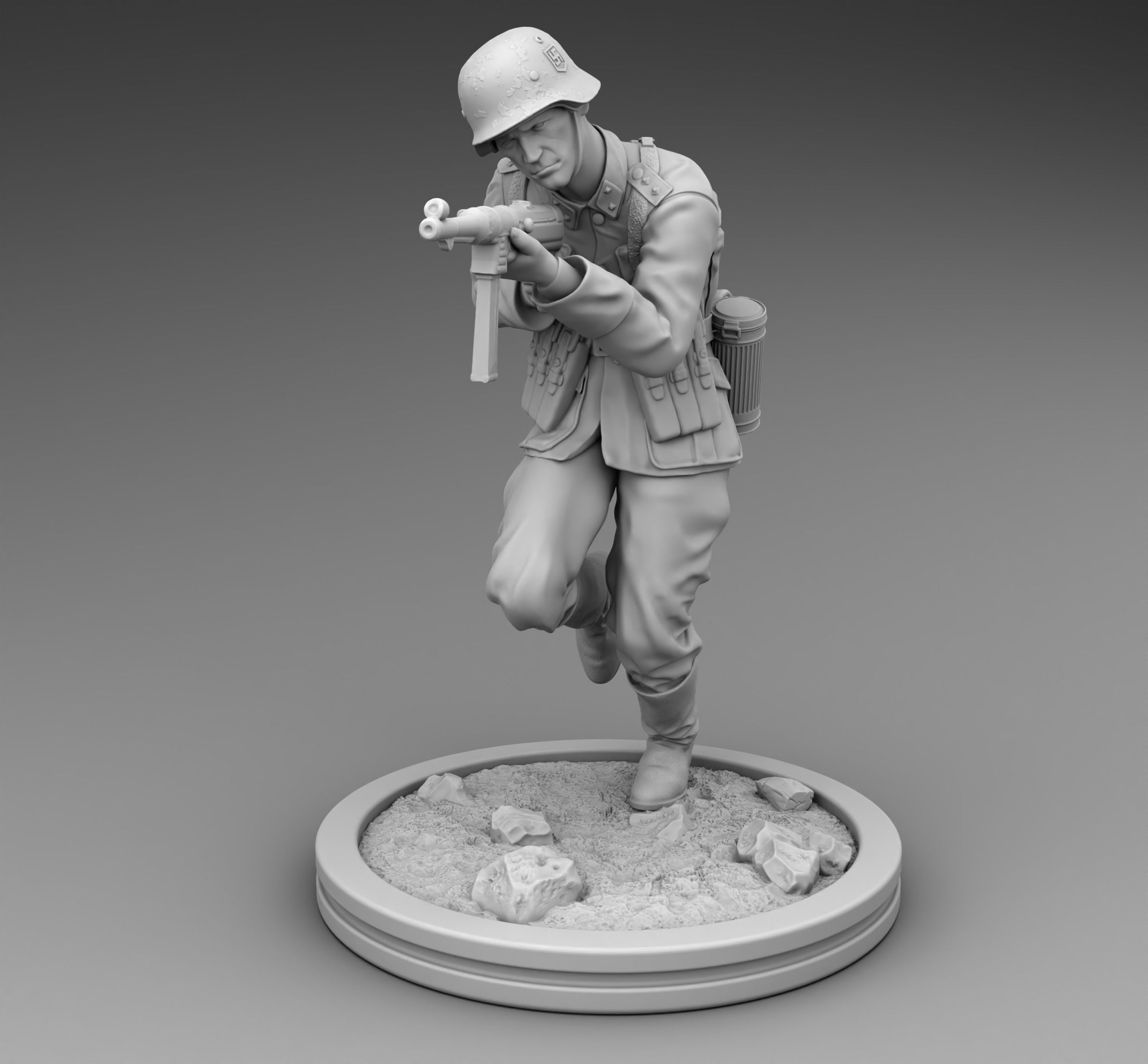 Shooting german soldier 3D print model_2