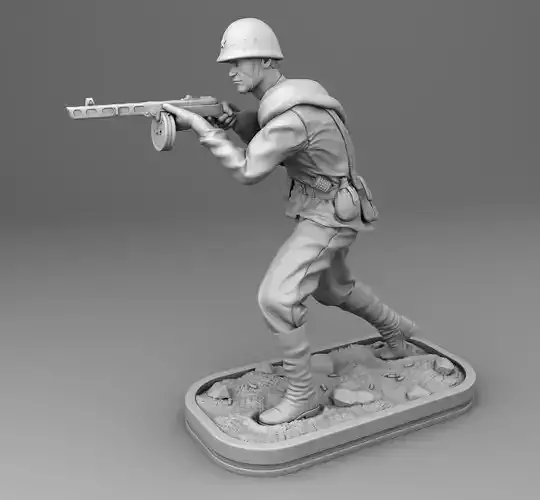 Shooting soviet soldier 3D print model