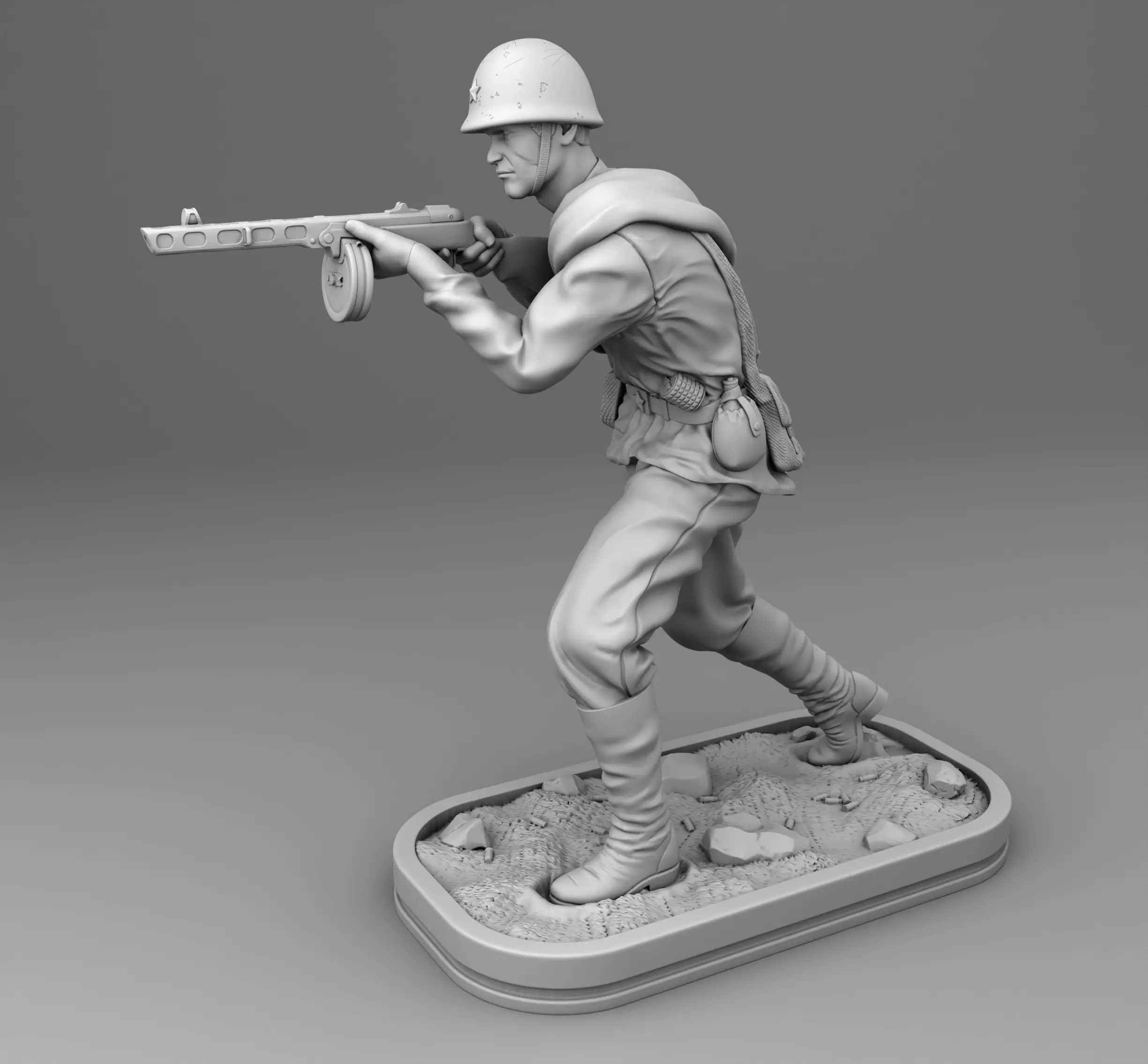 Shooting soviet soldier 3D print model_0