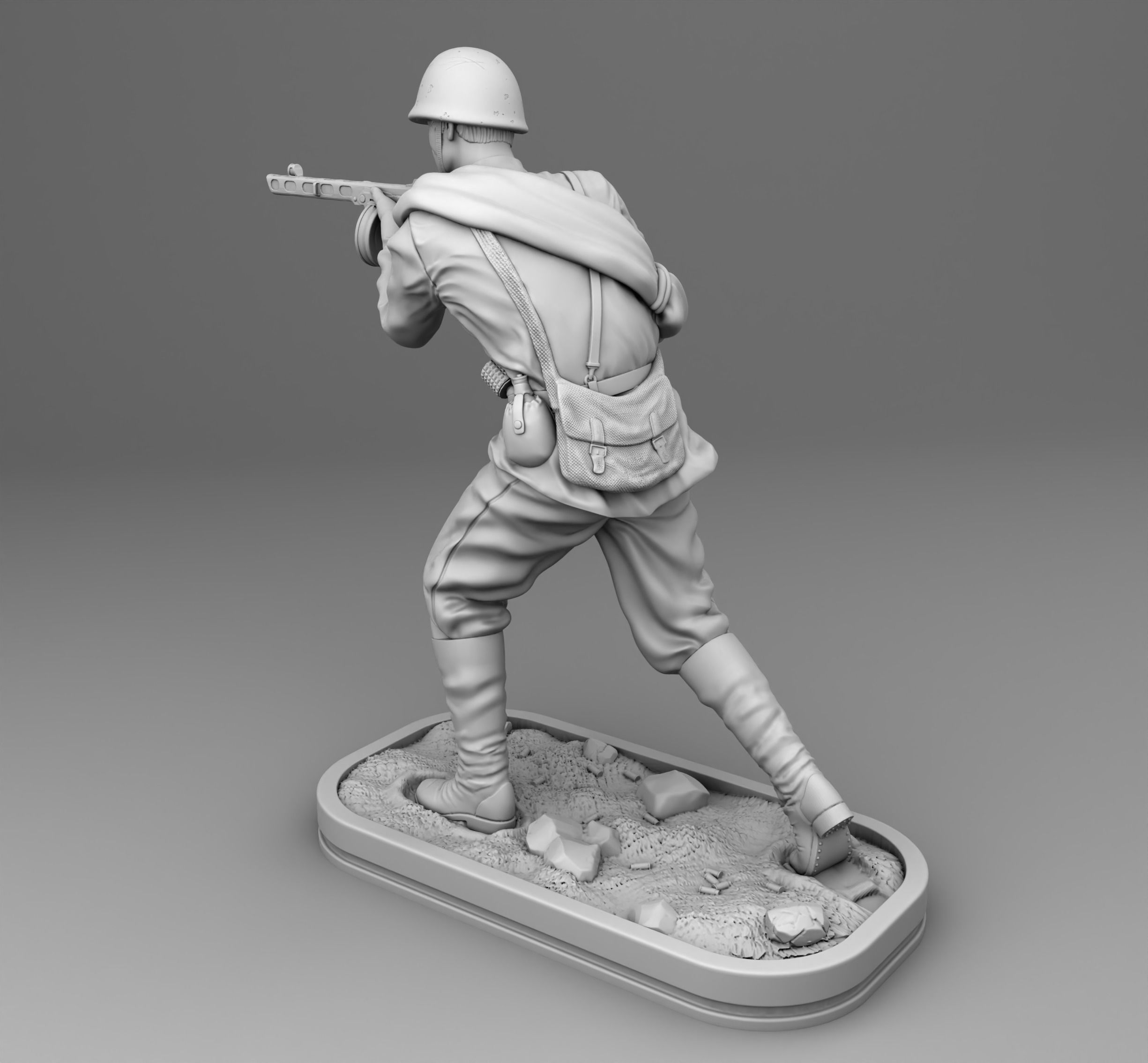 Shooting soviet soldier 3D print model_1