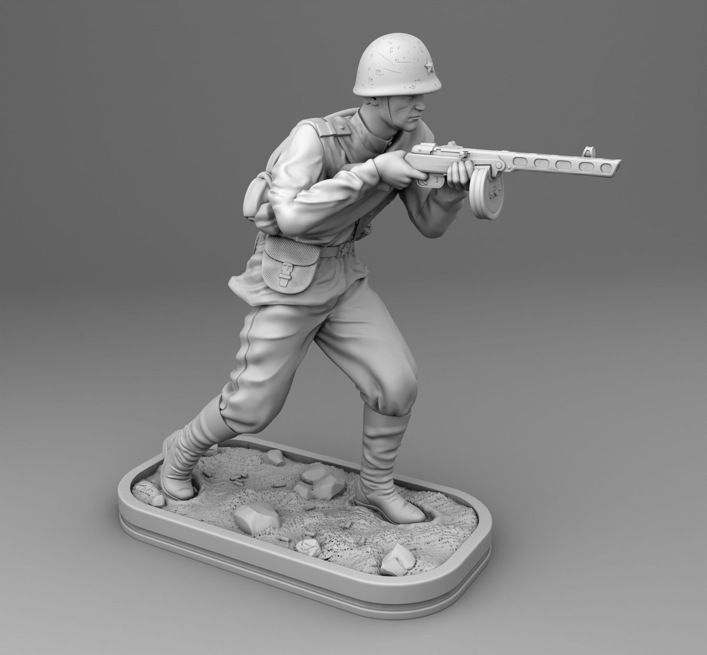 Shooting soviet soldier 3D print model_2