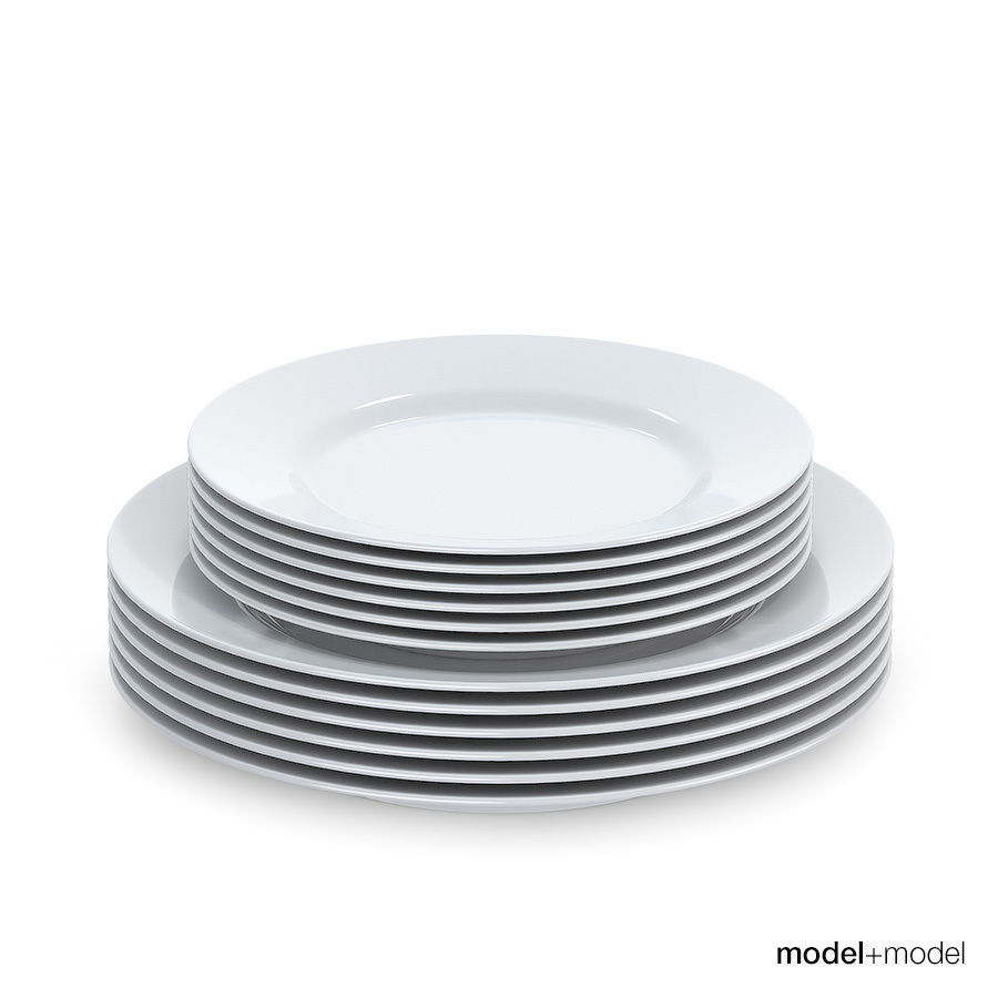 Set of round plates 3D model_4