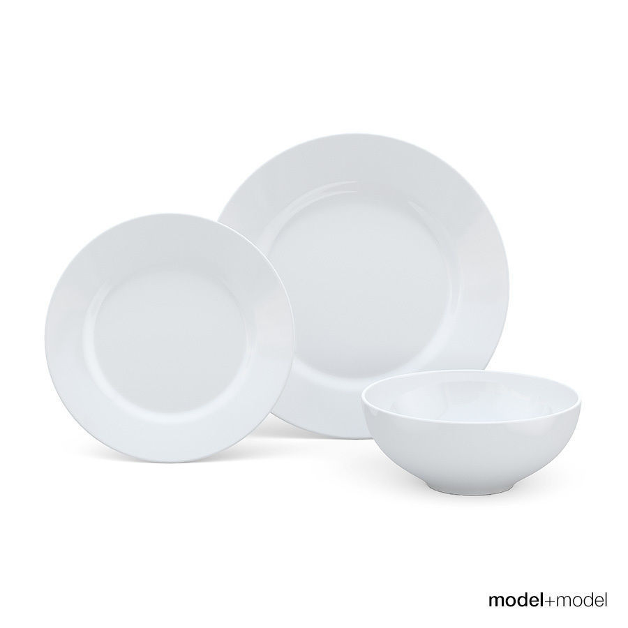 Set of round plates 3D model_2