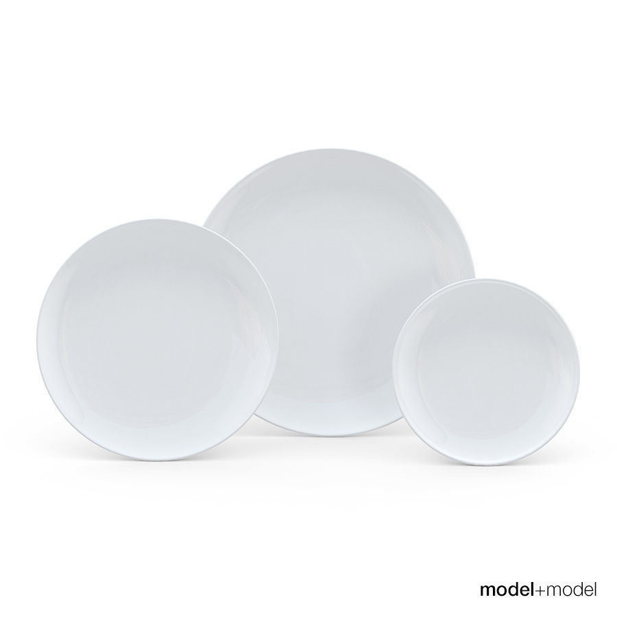 Set of round plates 3D model_1