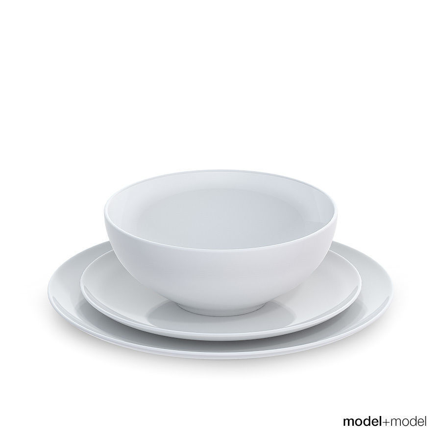 Set of round plates 3D model_7