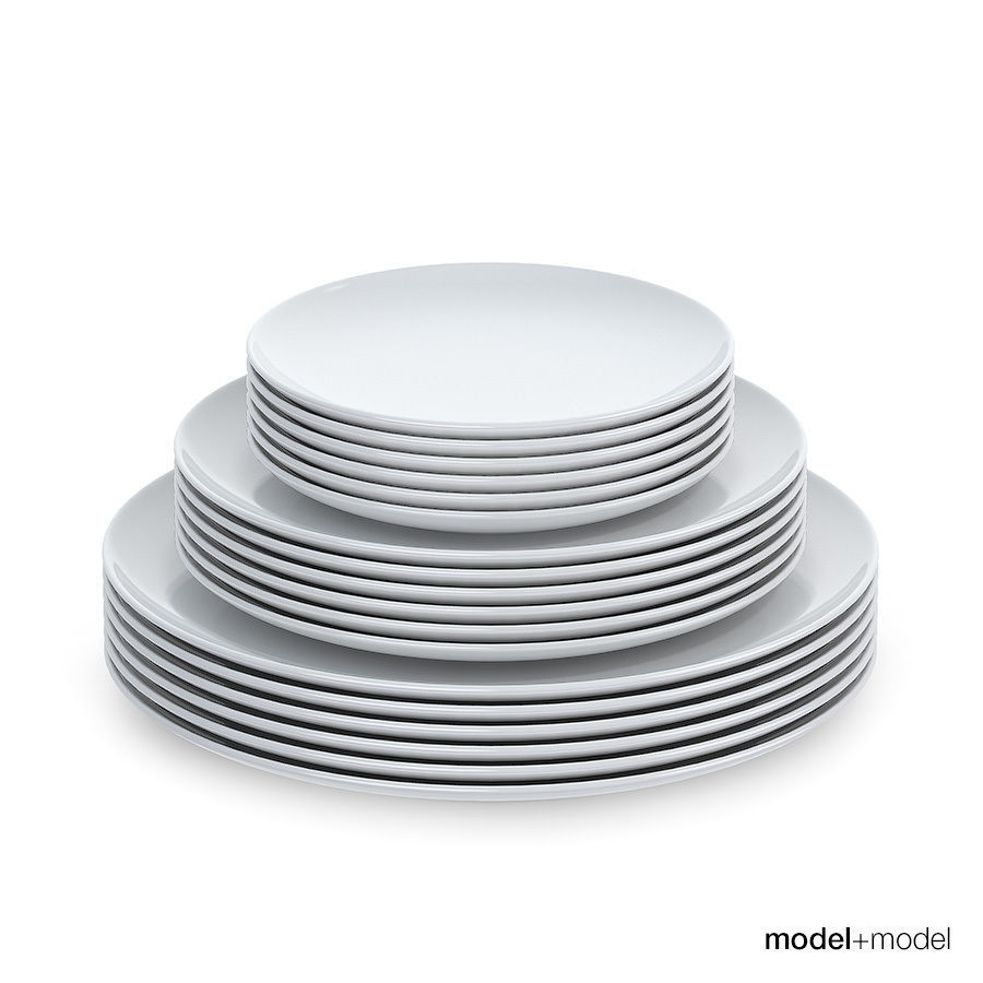 Set of round plates 3D model_3