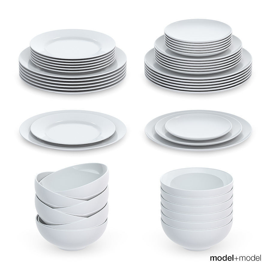 Set of round plates 3D model_0
