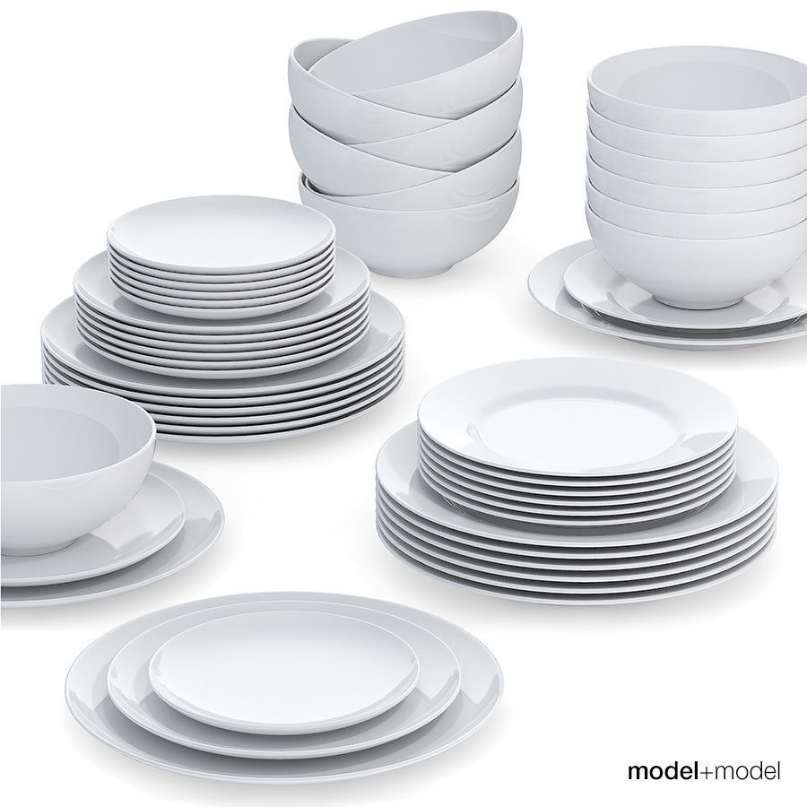 Set of round plates 3D model_10