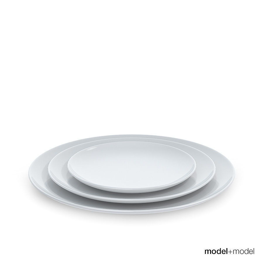 Set of round plates 3D model_5