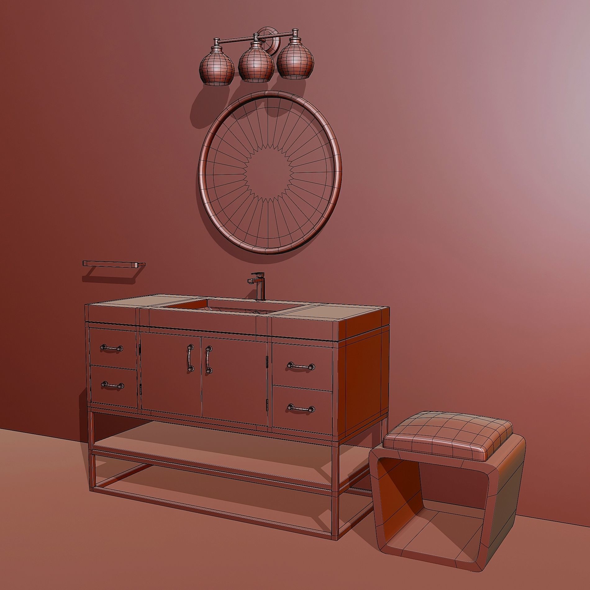Bathroom small set Low-poly 3D model_6