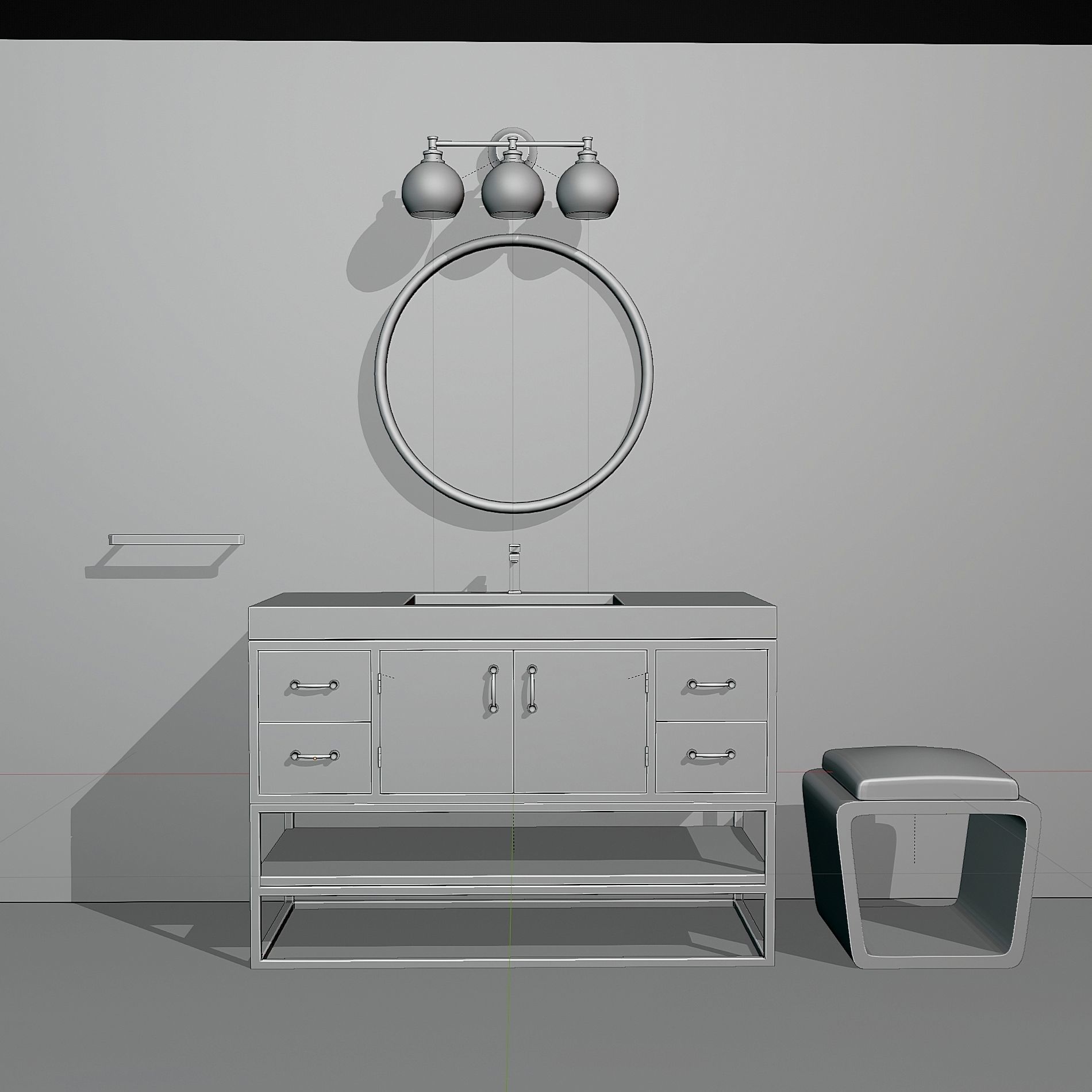 Bathroom small set Low-poly 3D model_5