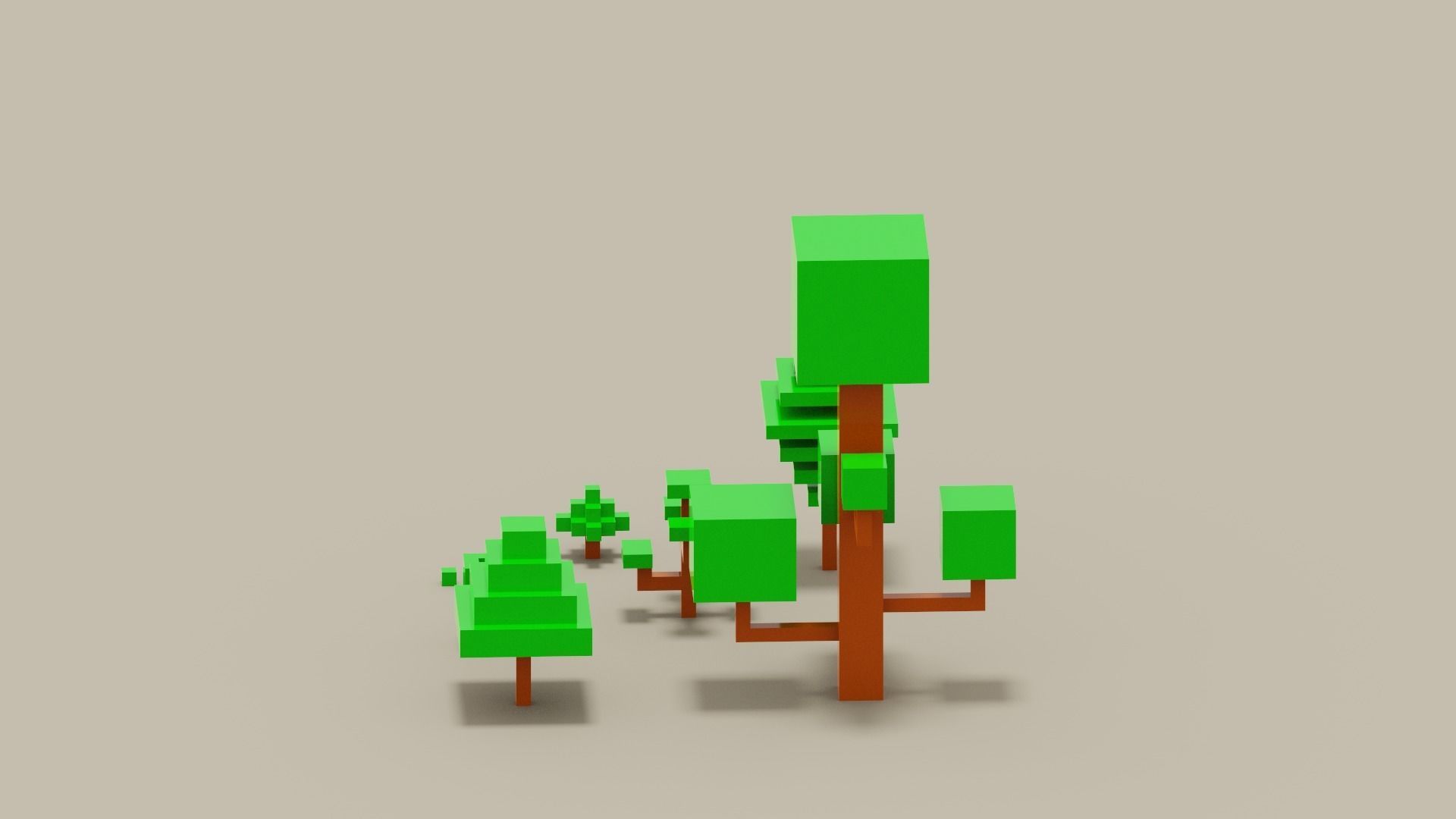 Isometric 3d Tree Set Low-poly 3D model_3