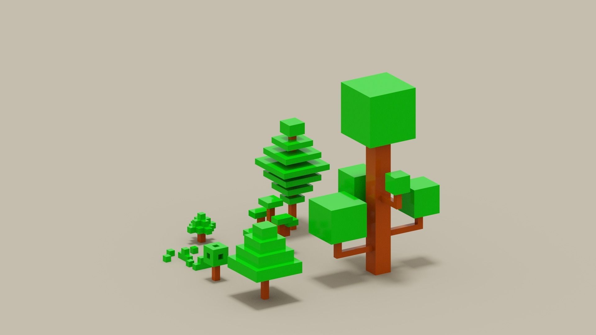 Isometric 3d Tree Set Low-poly 3D model_5
