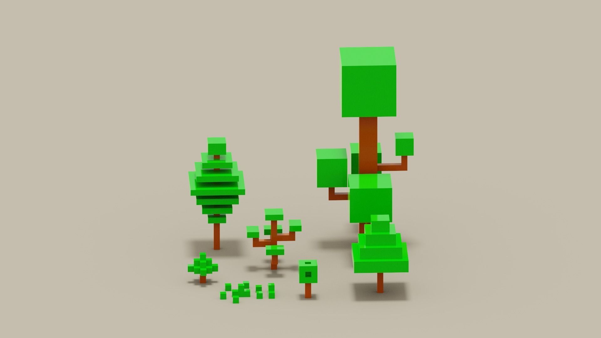 Isometric 3d Tree Set Low-poly 3D model_4