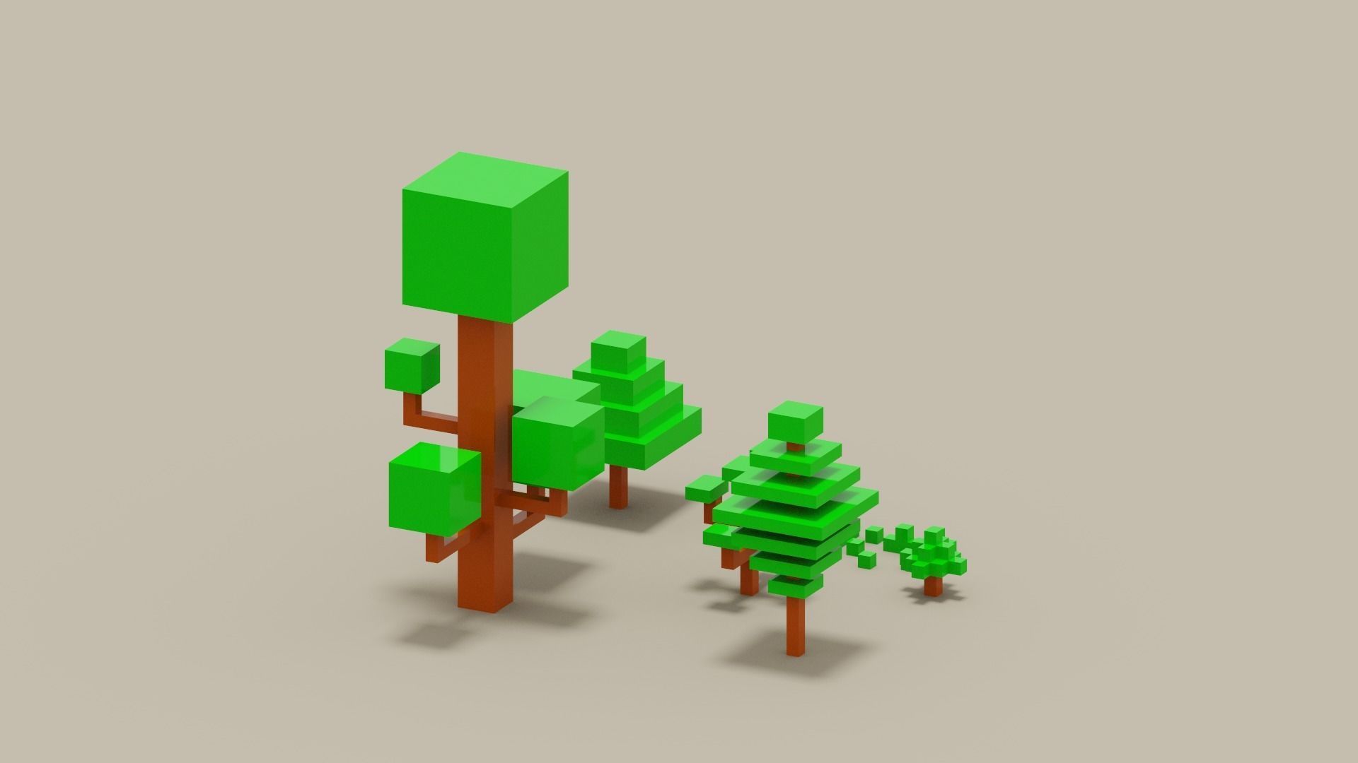Isometric 3d Tree Set Low-poly 3D model_9