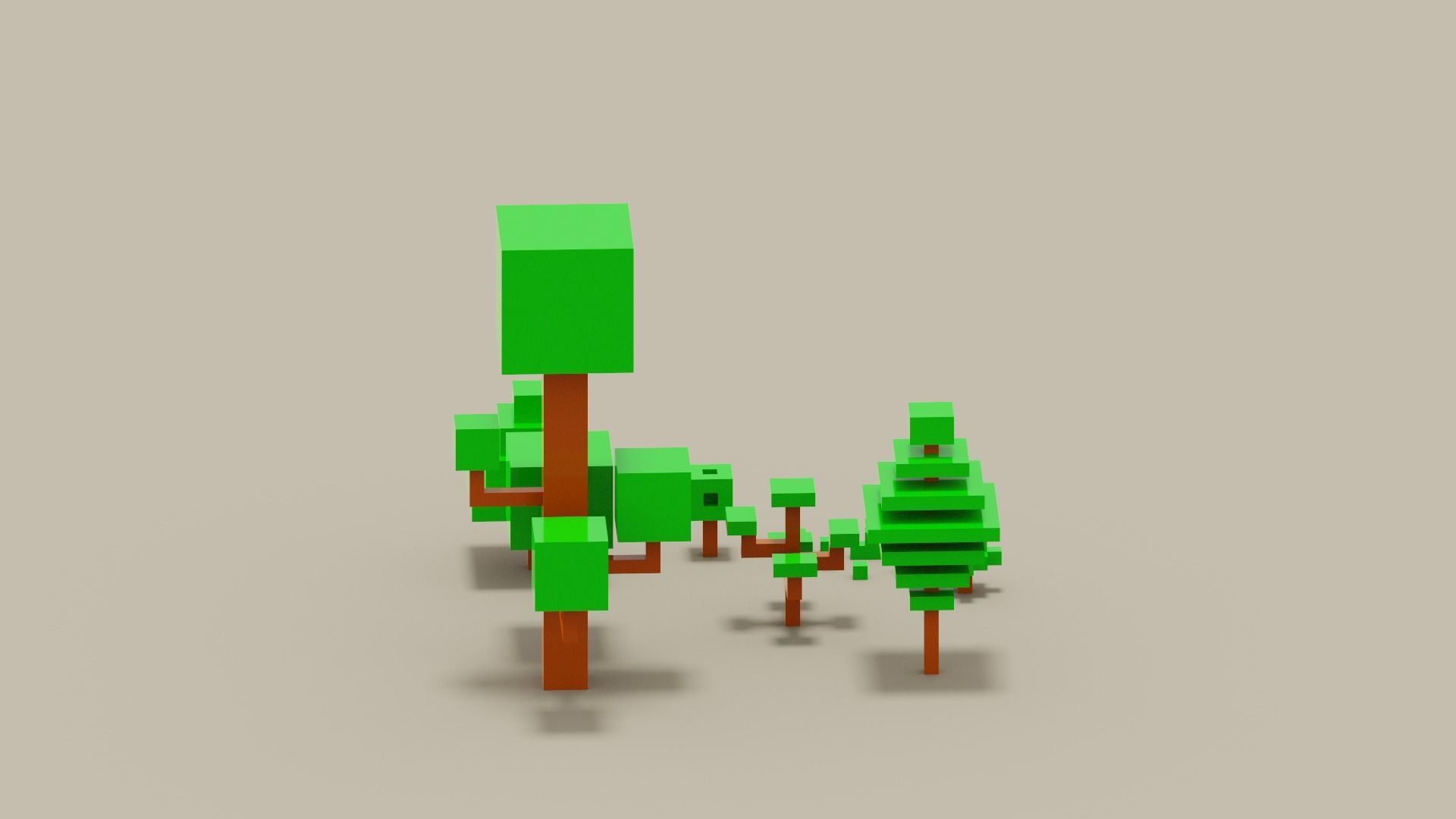 Isometric 3d Tree Set Low-poly 3D model_10