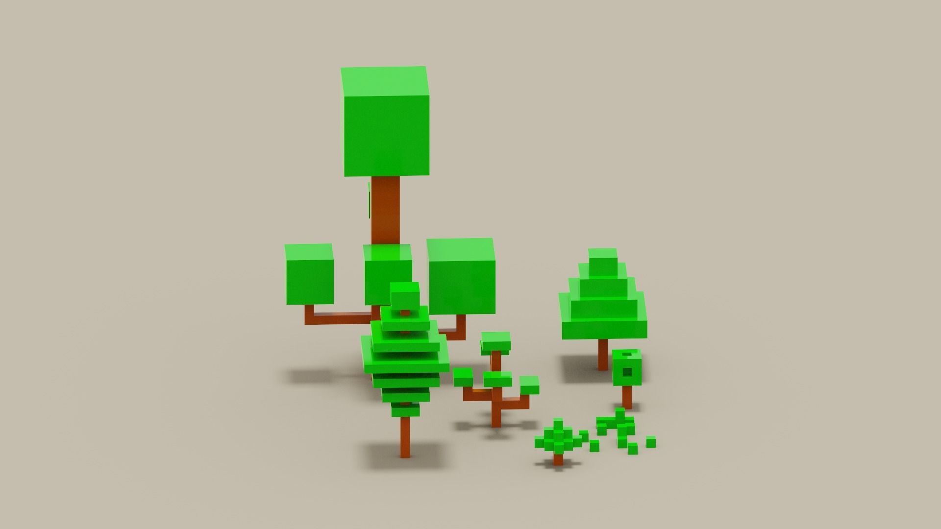 Isometric 3d Tree Set Low-poly 3D model_6