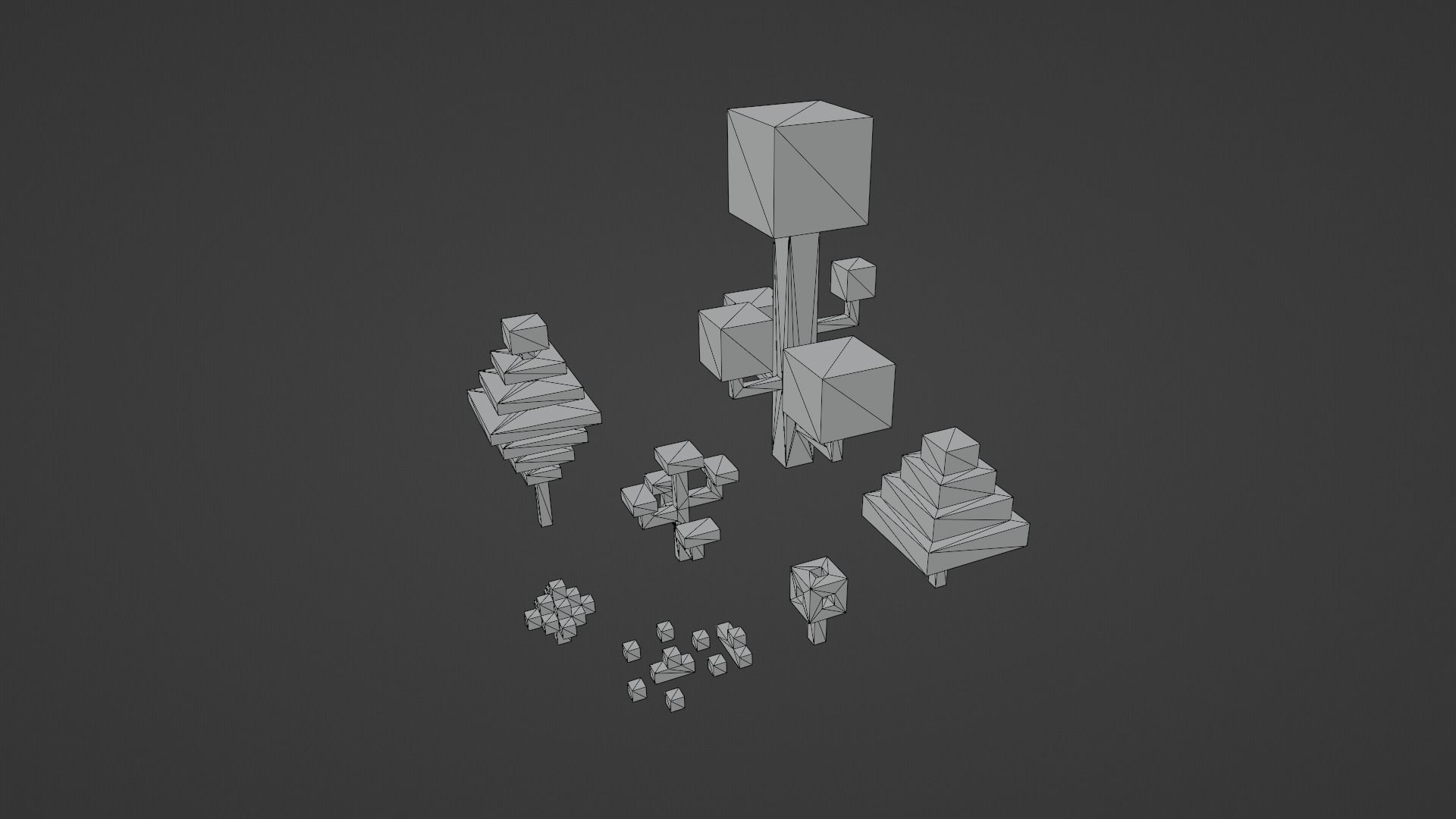Isometric 3d Tree Set Low-poly 3D model_12