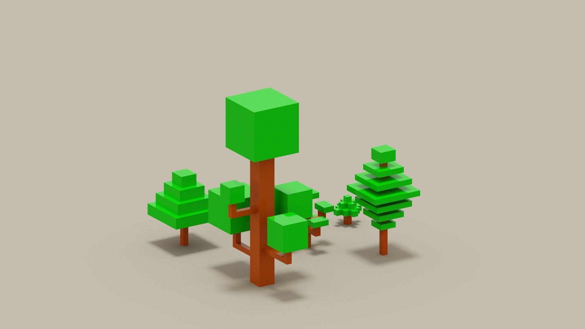 Isometric 3d Tree Set Low-poly 3D model_7