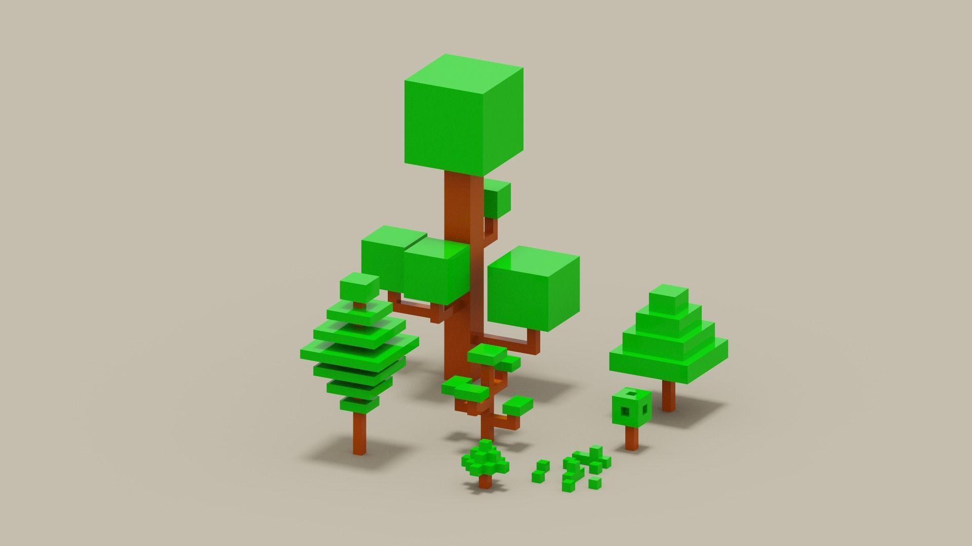 Isometric 3d Tree Set Low-poly 3D model_11