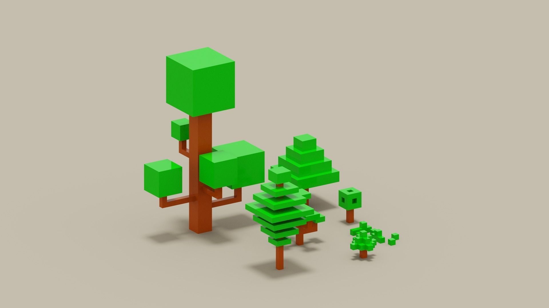 Isometric 3d Tree Set Low-poly 3D model_8