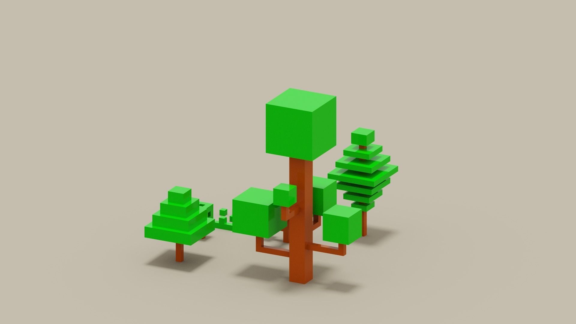 Isometric 3d Tree Set Low-poly 3D model_2